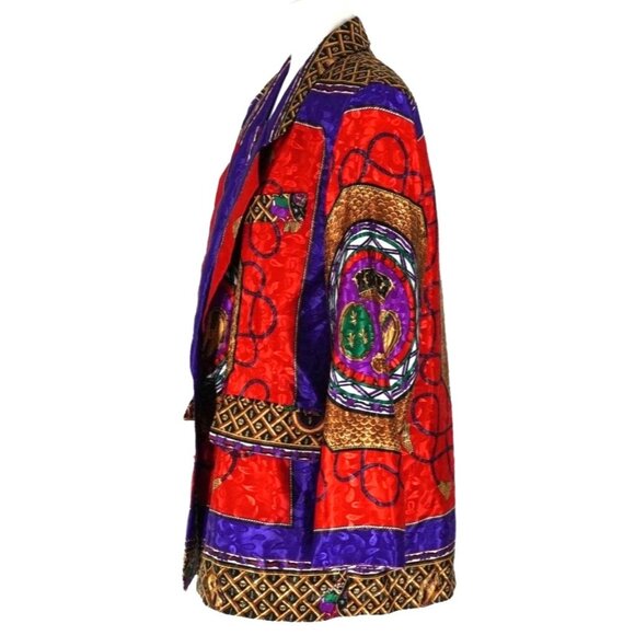 Vintage Silky Jaquard Baroque Blazer Jacket by Tres Chic Elegance with Ropes Cro - Picture 4 of 10